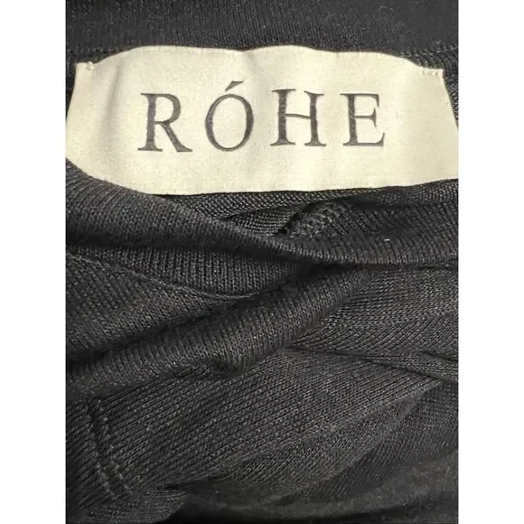 RÓHE Women's Black Short Sleeve Stretch Knit Jersey Maxi Dress Size 38 NWOT - Picture 9 of 11